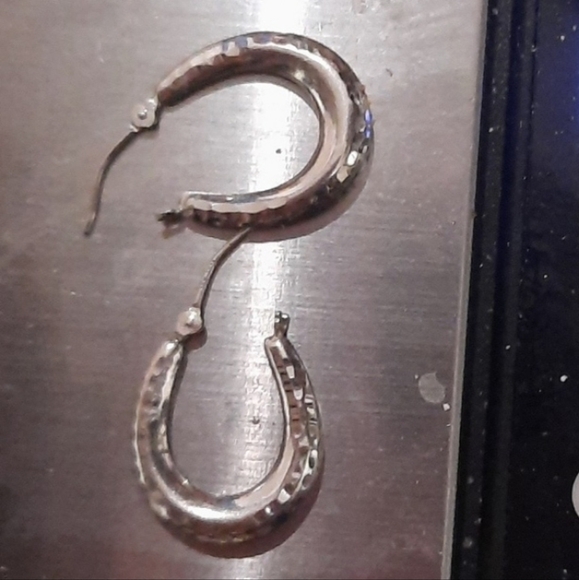 AUTHENTIC GENUINE SOLID 14K WHITE GOLD SEXXXY HOOPS EARRINGS - Picture 2 of 7